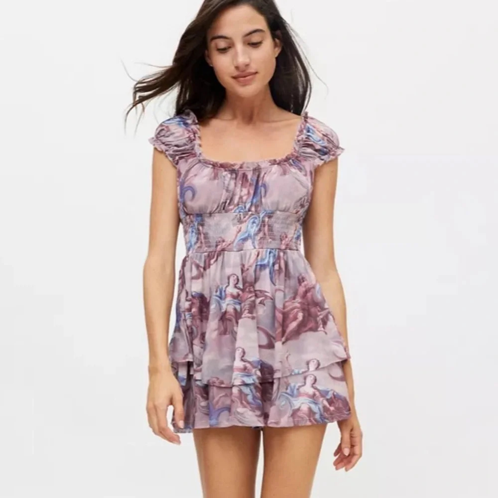 Urban Outfitters‎ Rosie Mesh Romper Renaissance Ethereal Pink Womens Small
